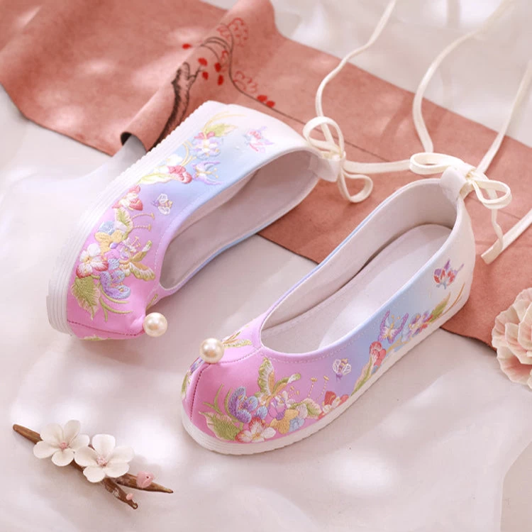 Women Canvas Embroidered Flats Floral Tassel Charm | HANFUBAO