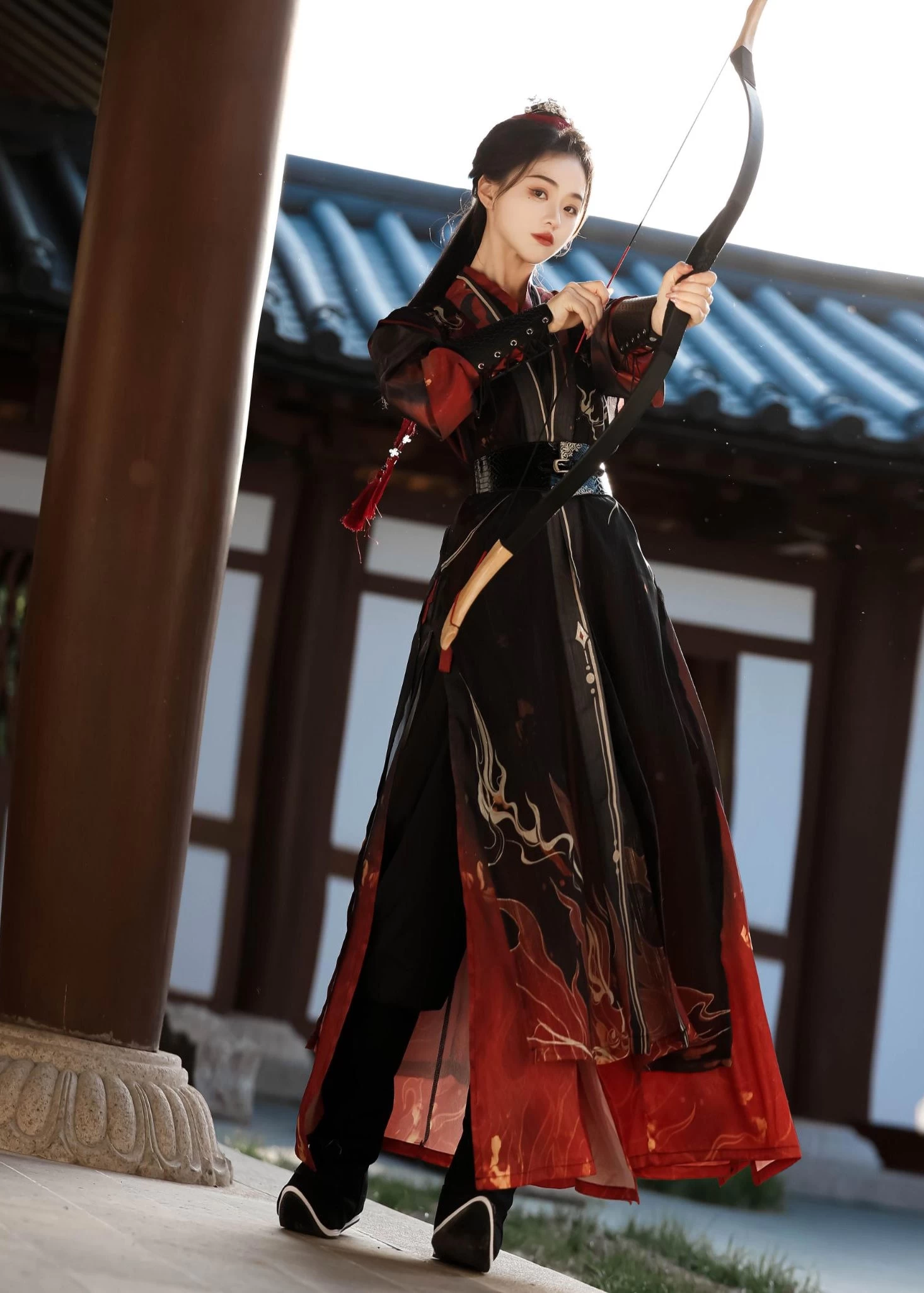 Unisex 6-Piece Daily Hanfu Set Red Print  Plus Size | HANFUBAO