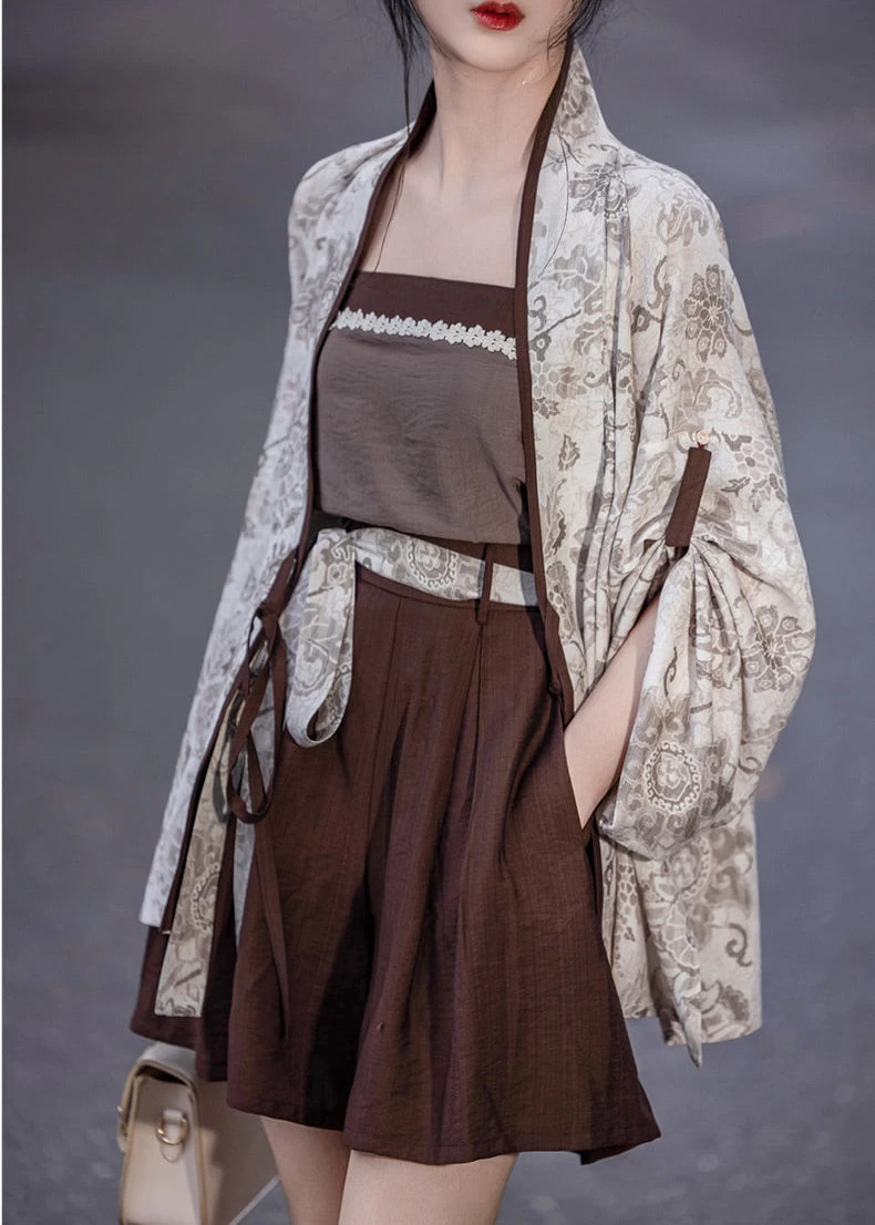 Women Modern Daily Hanfu 4-Piece Pants Set Fall Inkstone Rayon Linen | HANFUBAO