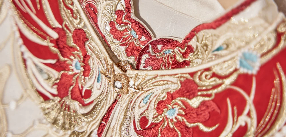 Women's 3-Piece Modern Wedding Hanfu Set Phoenix Embroidery | HANFUBAO