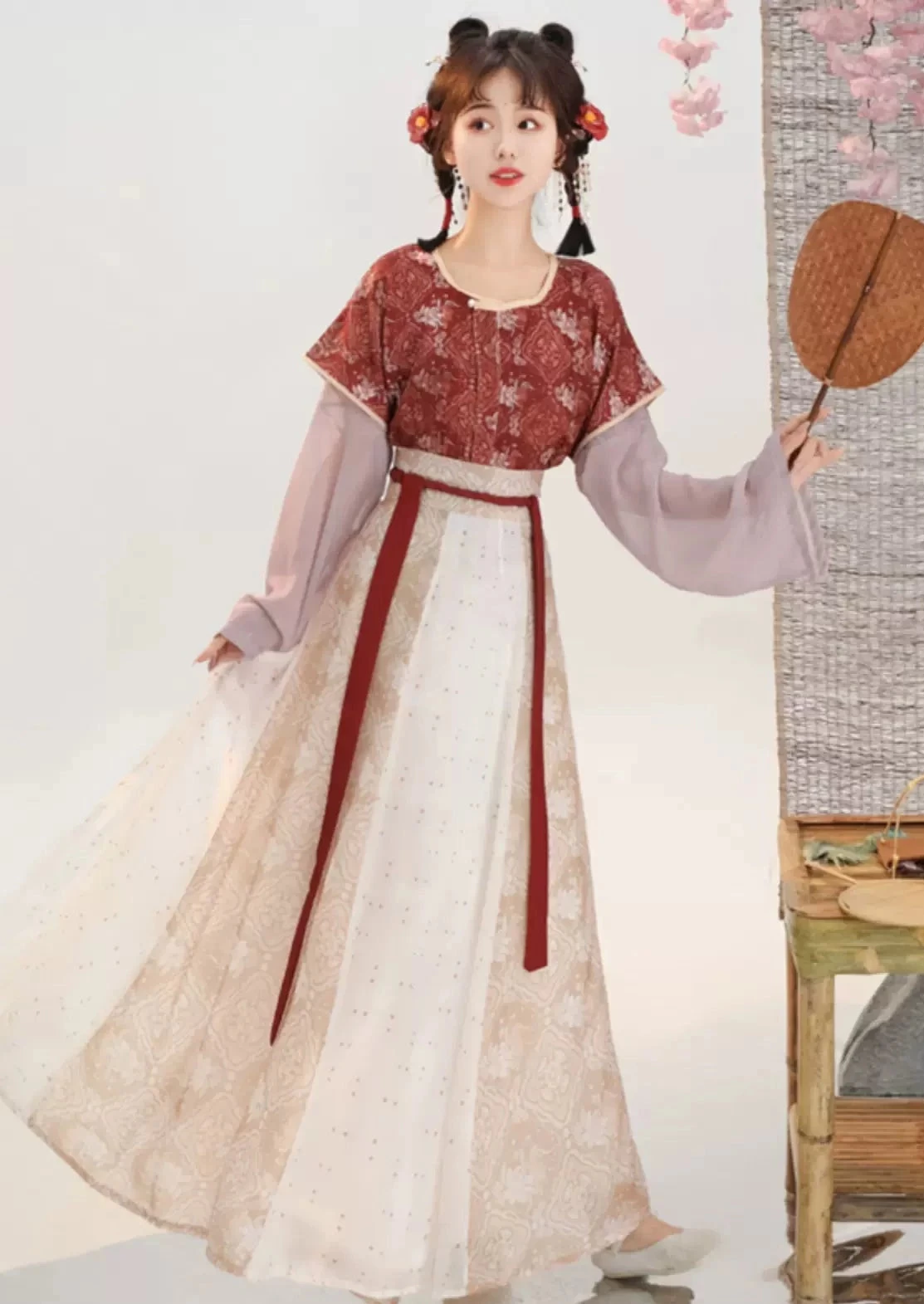 Women Modern Hanfu 3pc Artificial Silk Blend Set | Tang Spring HANFUBAO