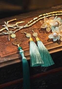 Women Chinese Knot Bridal Hanfu Hair Pins Alloy Tassel Set Red | HANFUBAO