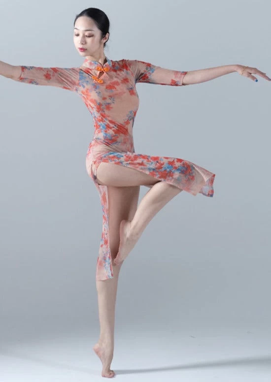 Women's Chinese Hanfu Dance Costume Cherry Blossom Deer Print | HANFUBAO