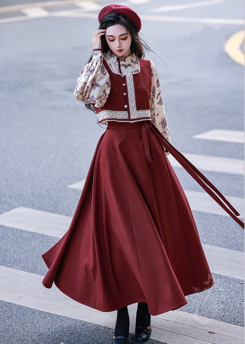 Women Modern 3-Piece Hanfu Set in Tencel Blend | HANFUBAO