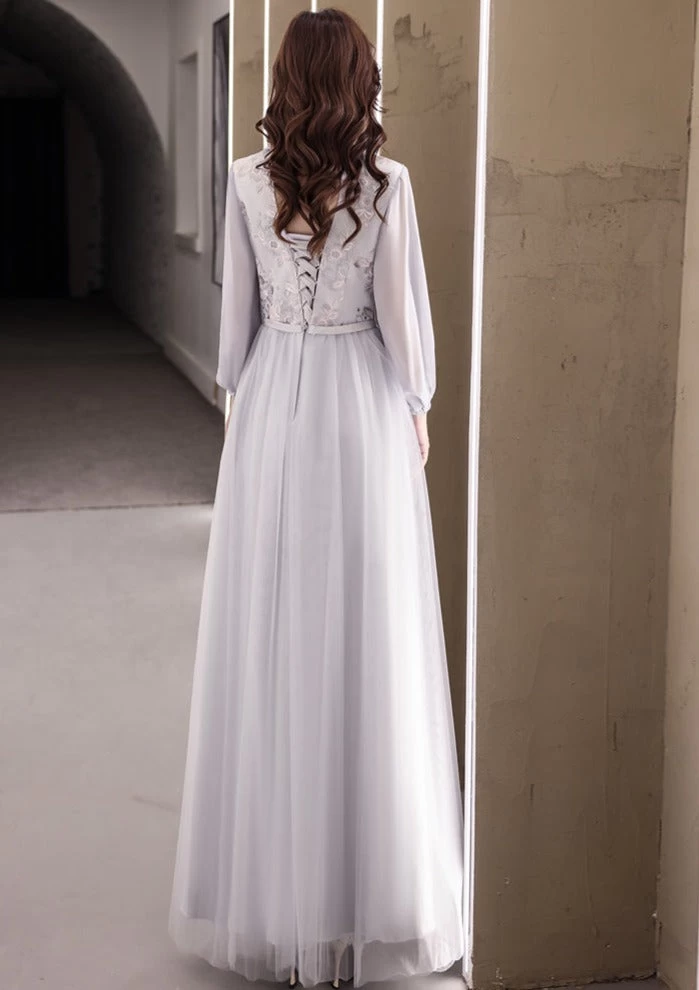 Women Daily Hanfu Bridesmaid Gray Chinese Style Dress  Plus Size | HANFUBAO