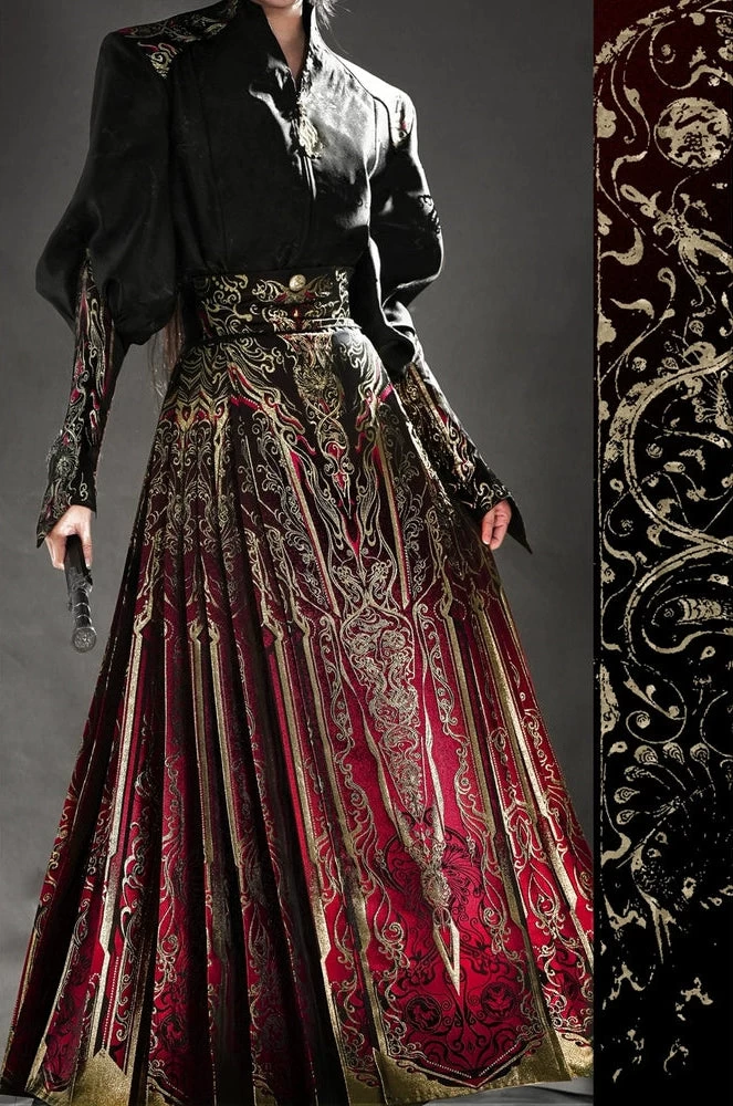 Unisex 4-Piece Modern Hanfu Ma Mian Skirt Set, 100%  Daily Wear | HANFUBAO