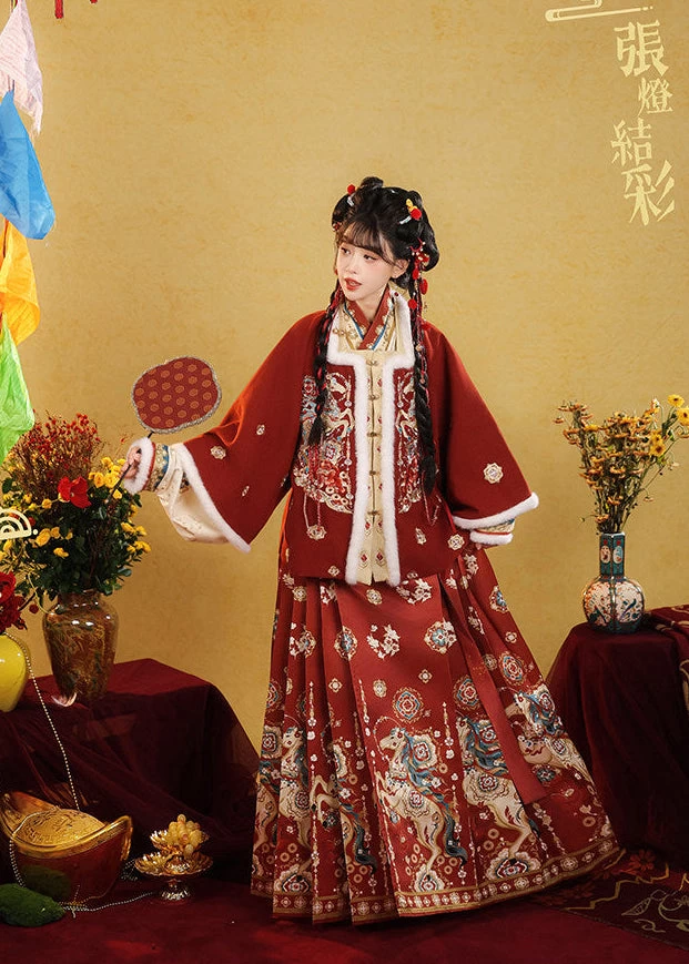 Women 3-Piece Ming Hanfu New Year Embroidered Set Plus Size| HANFUBAO