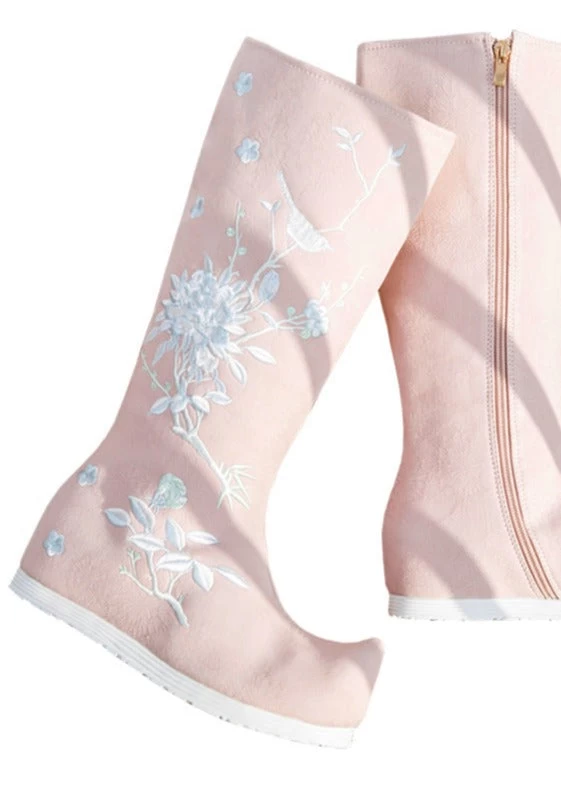 Unisex Ming Dynasty Embroidered Hanfu Boots Black/White Cotton| HANFUBAO