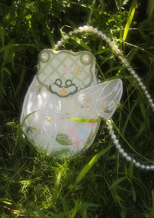 Green Embroidered Cicada Purse 14x20cm,  Daily Bag | HANFUBAO