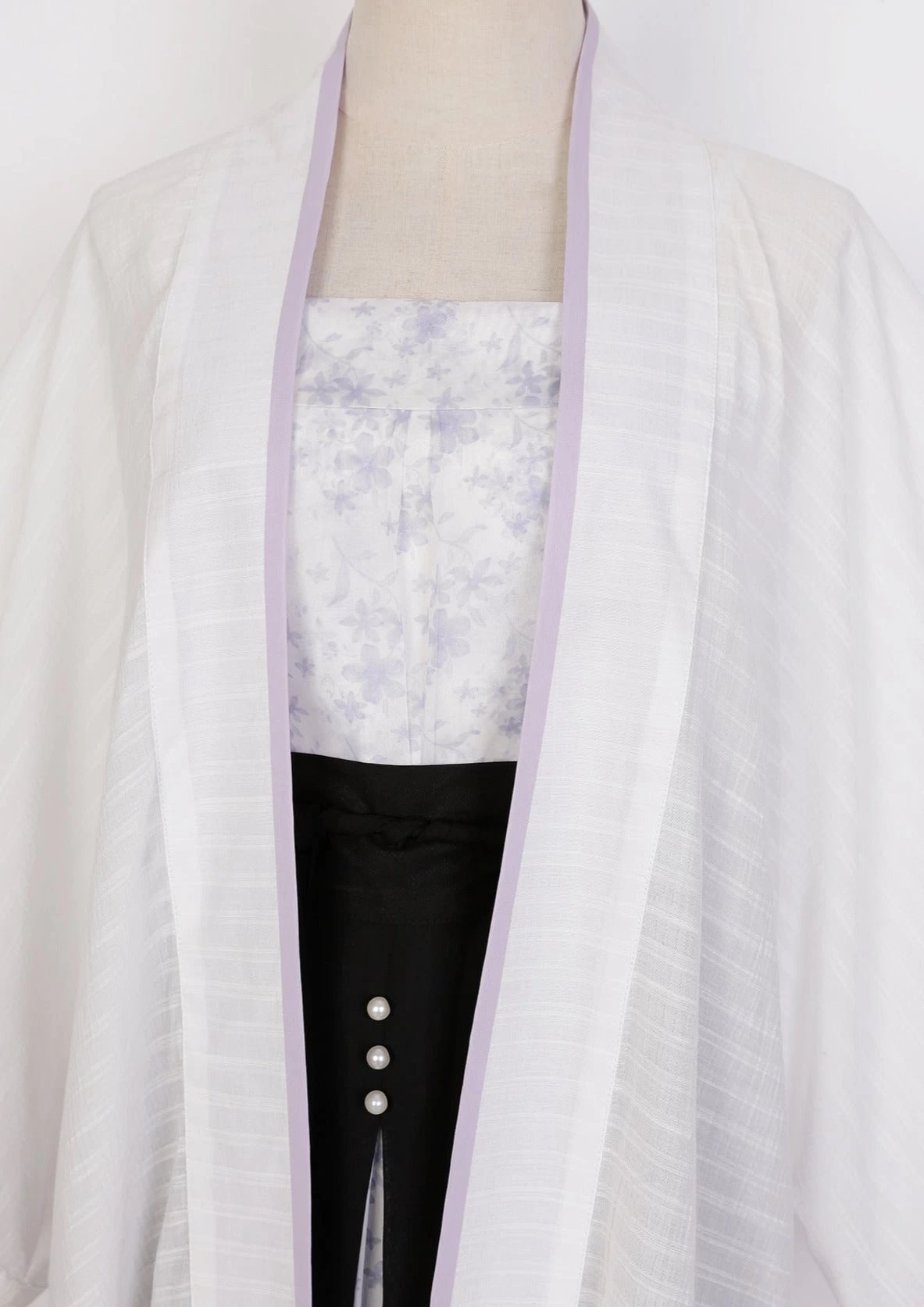 Women Daily Hanfu Set Purple Floral Skirt Coverup Tank Top| HANFUBAO