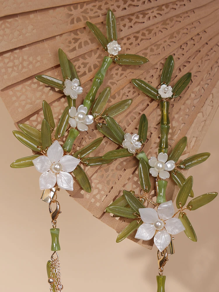 Women Bamboo Rain 2Pcs Hanfu Style Shrink Plastic Hair Clips | HANFUBAO