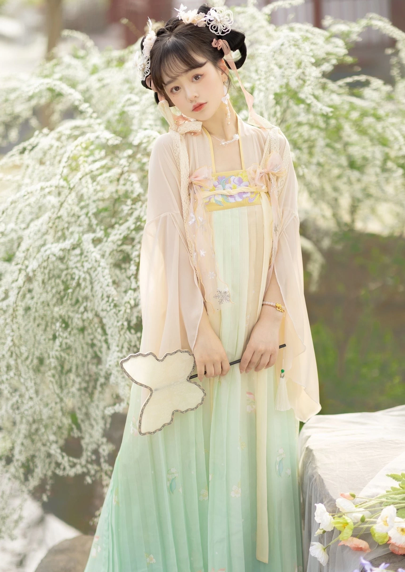 Women Chiffon Modern Daily Hanfu Set Green Plus Size | HANFUBAO