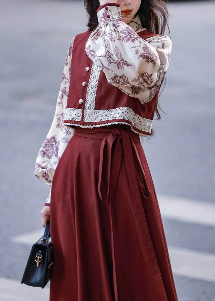 Women Modern 3-Piece Hanfu Set in Tencel Blend | HANFUBAO