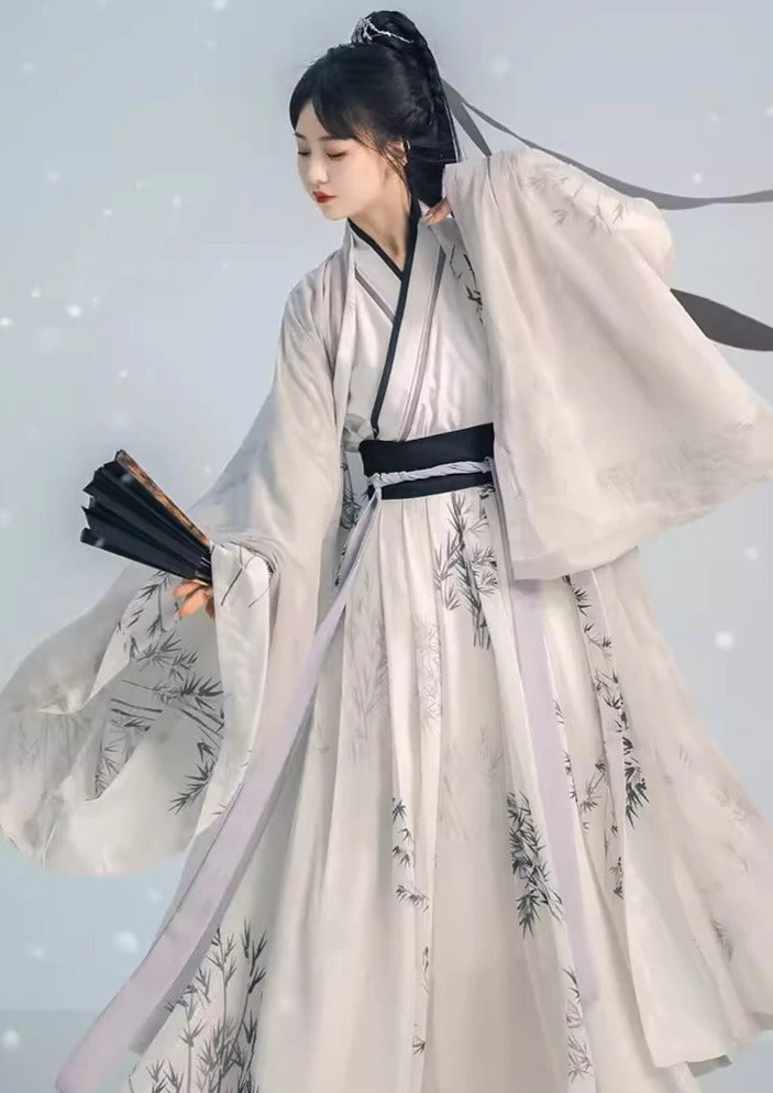 Unisex 4-Piece Bamboo Pattern Song Dynasty Hanfu Set | HANFUBAO