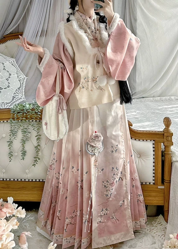Women’s Plus Size Modern Winter Hanfu Set Plum Blossom  | HANFUBAO