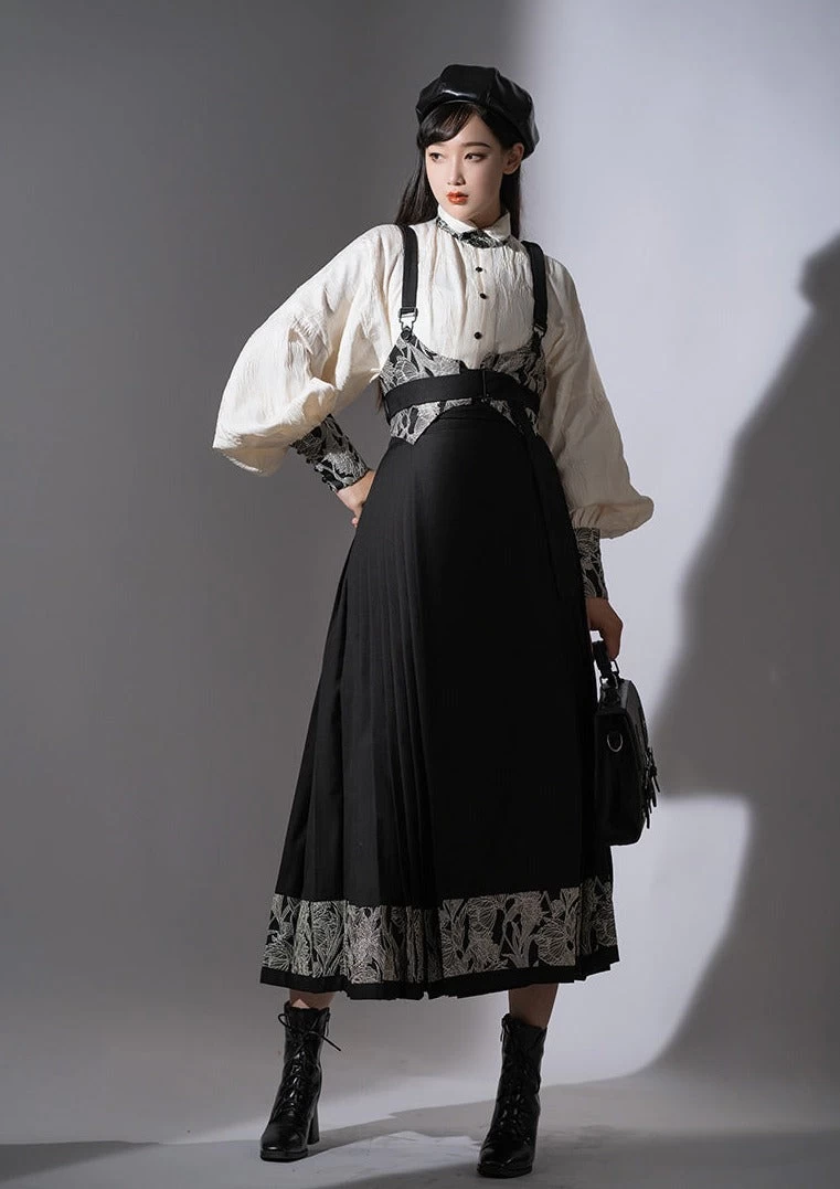 Women Modern Daily Hanfu Set Black | Lyocell-Cotton Blend | HANFUBAO
