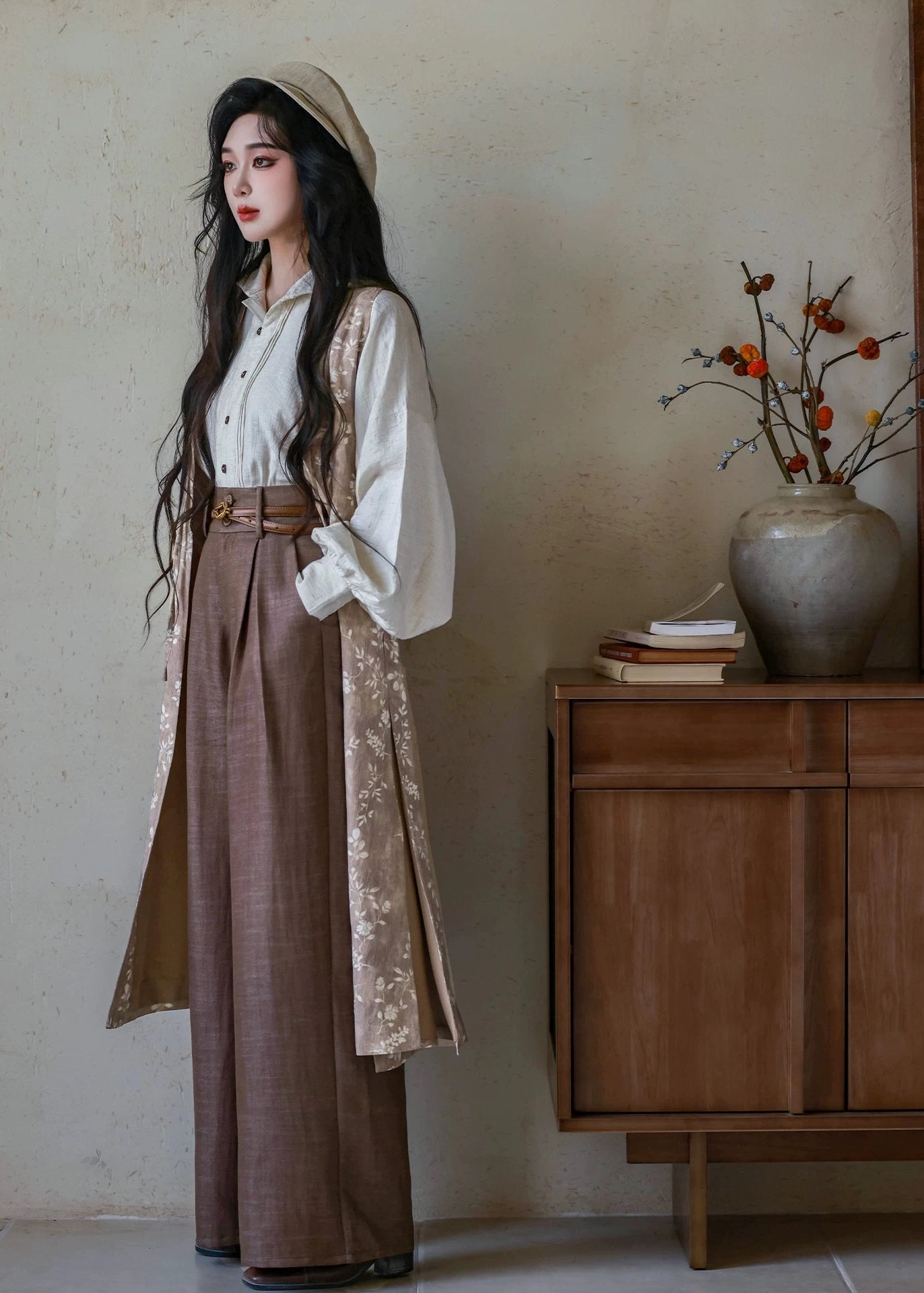 Women’s Modern 3-Piece Daily Hanfu Pants Set Rayon Linen Blend | HANFUBAO