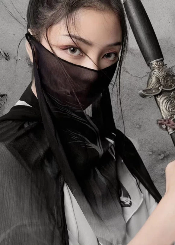 Unisex 3-Piece Daily Hanfu Set, Ink Shadow Chiffon Plus Size | HANFUBAO