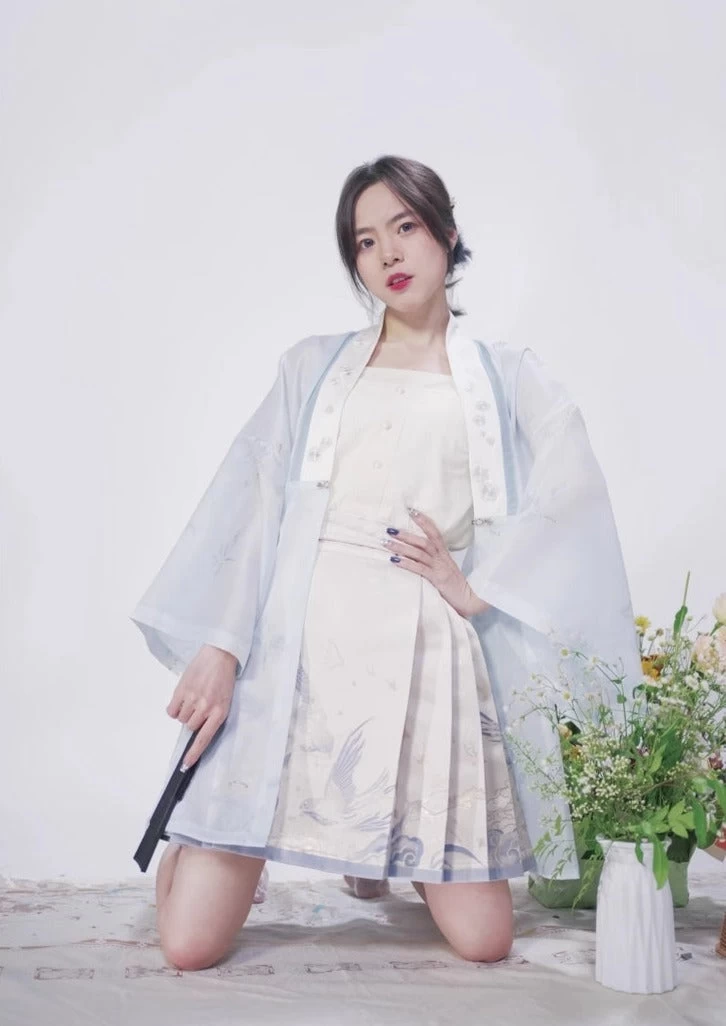 Women’s Modern 3-Piece Hanfu Set Bird Embroidery Daily Wear| HANFUBAO