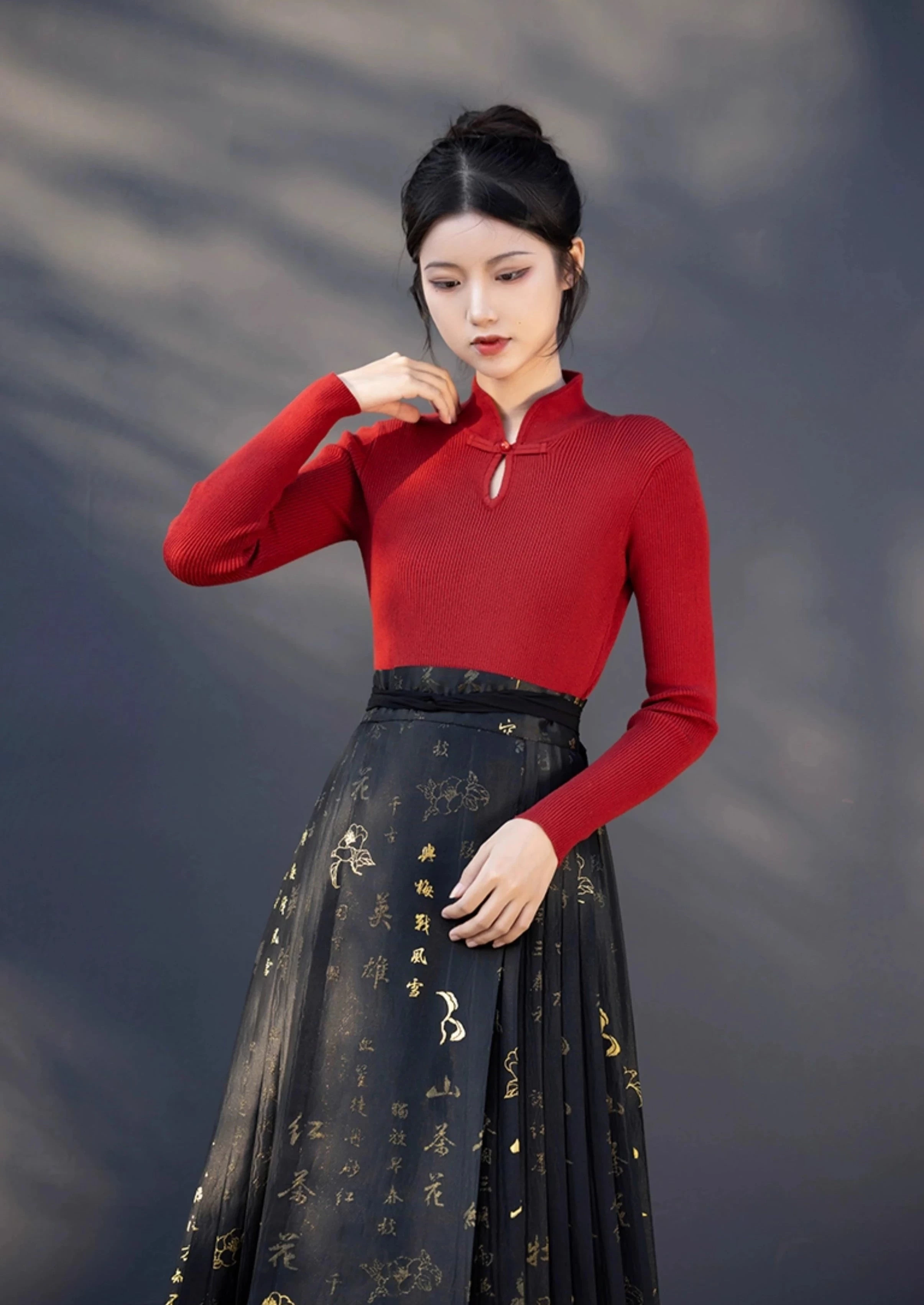 Women’s Daily Hanfu Ribbed Knit Mandarin Collar Top, 9 Colors | HANFUBAO