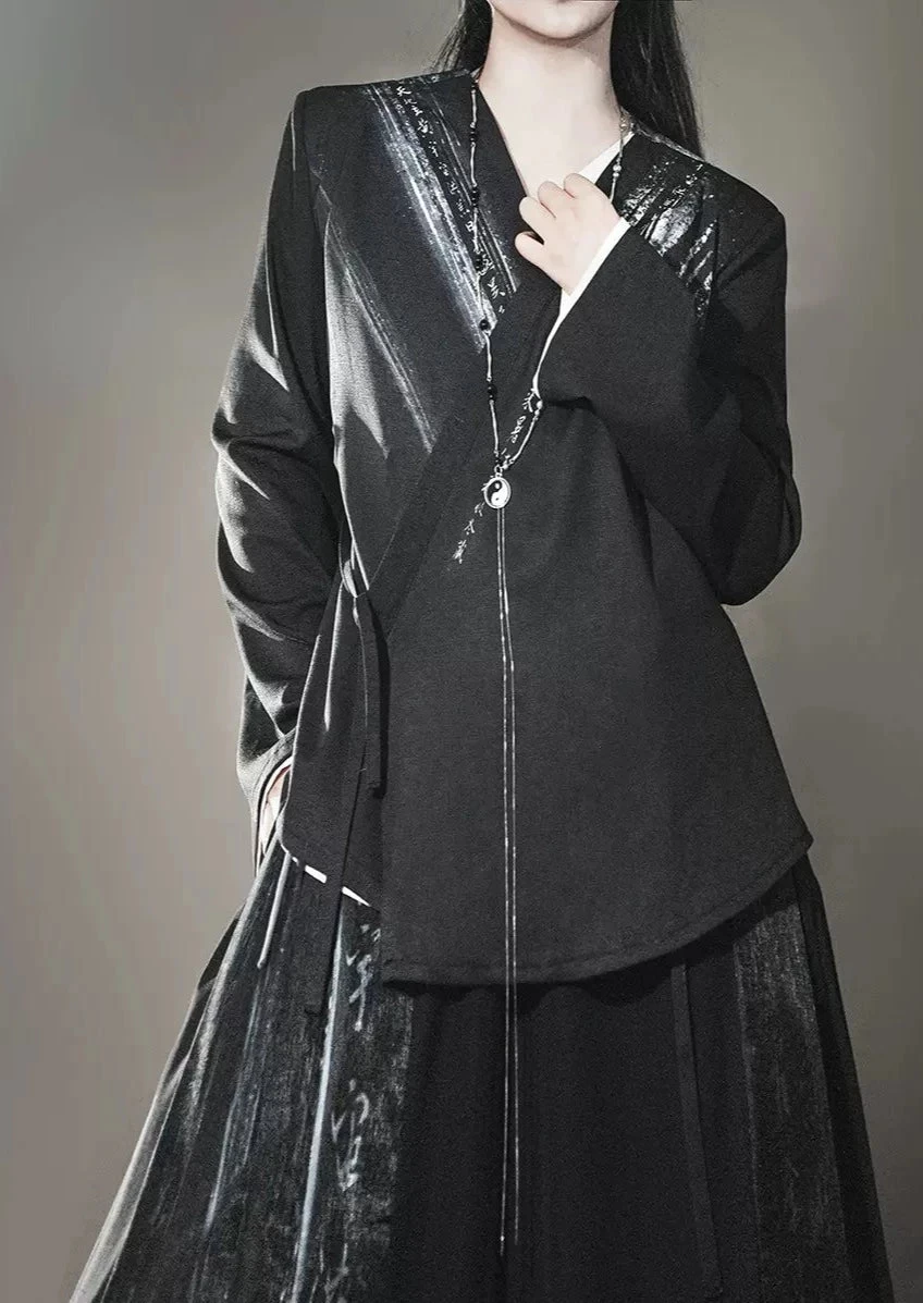 Unisex Modern Hanfu 3-Piece Cotton Set, Thousand Character Embroidery | HANFUBAO