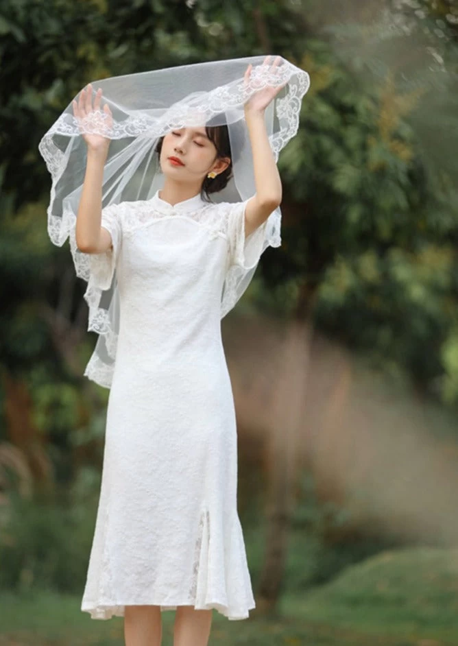 White Bridal Qipao Dress (WQP01)