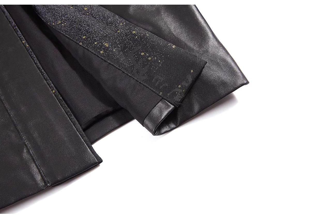 Women’s Modern 3-Piece Faux Leather Daily Hanfu Set Midnight Ink | HANFUBAO