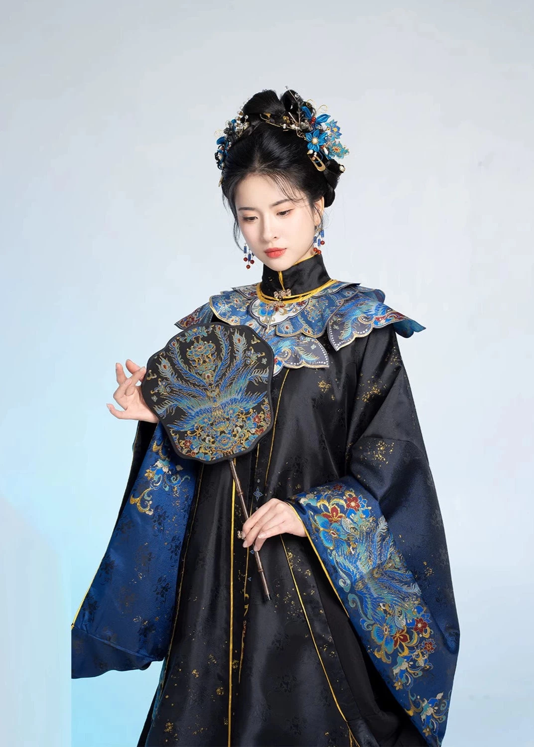 Unisex 6-Piece Graduation Hanfu Gown Set, Blue Feathered Kingfisher (Dian Cui) | HANFUBAO