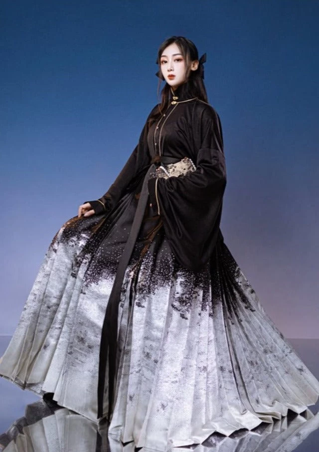 Women Modern Hanfu Ma Mian Skirt Silver | HANFUBAO