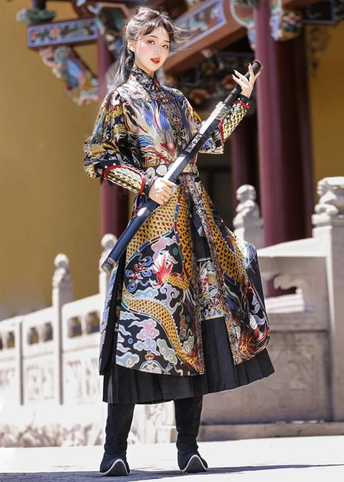 Unisex 4-Piece Embroidered Flying Fish Ming Hanfu Set for Cosplay | HANFUBAO