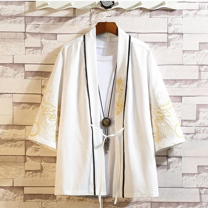 Unisex Modern Daily Hanfu Dragon Robe, Cotton Blend Plus Size | HANFUBAO