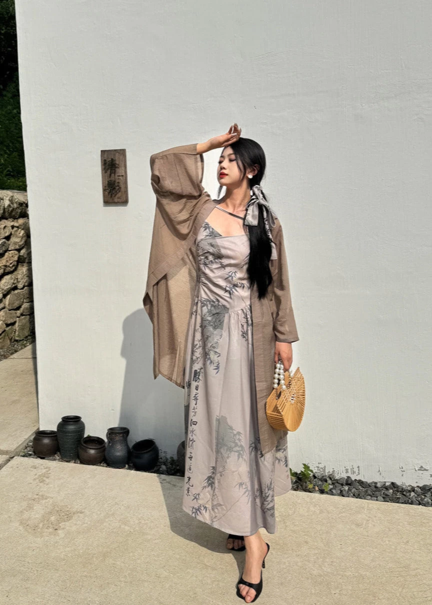 Women’s Plus Size Qipao 3-Piece Set Bamboo Print| HANFUBAO