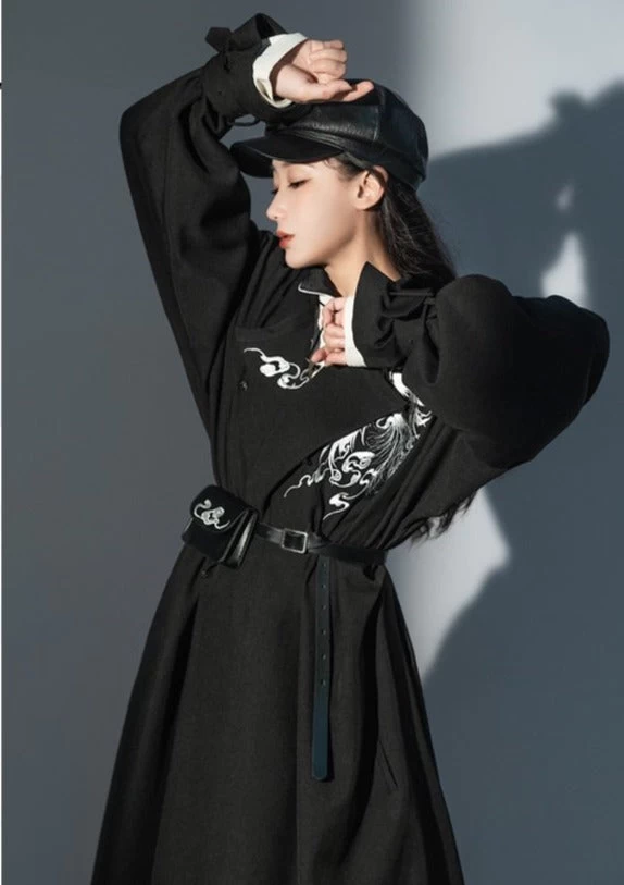 Women's Modern Hanfu Trench Coat Set White |  Blend | HANFUBAO