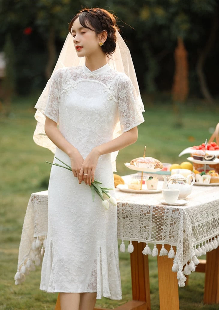 White Bridal Qipao Dress (WQP01)