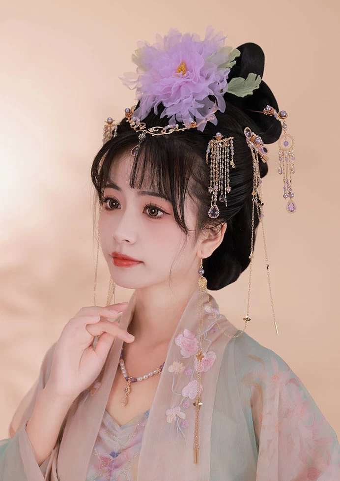 Women Hanfu Yarn Peony Flower Hair Clip 25x18cm | HANFUBAO