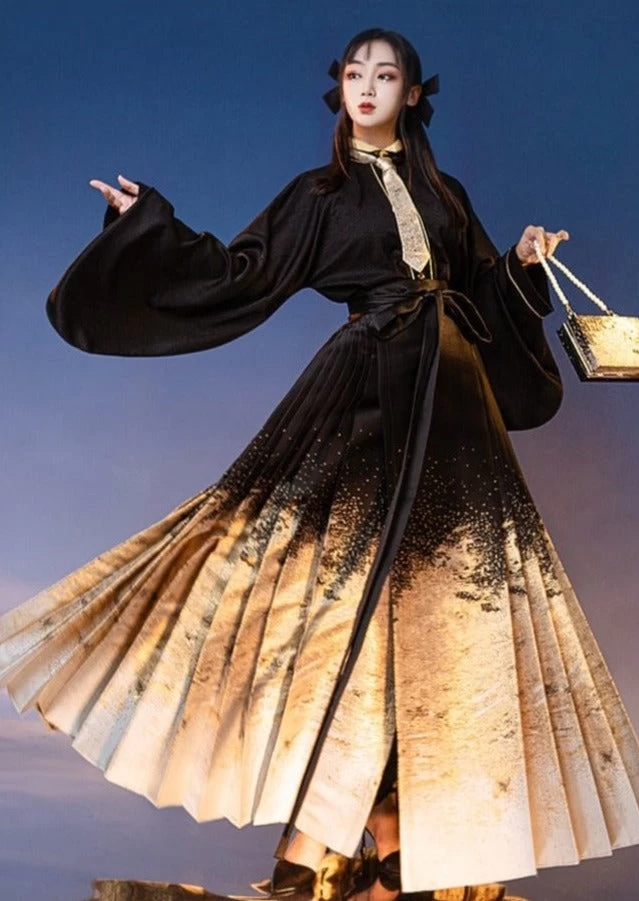 Women Modern Hanfu Daily Blouse Black/White | HANFUBAO