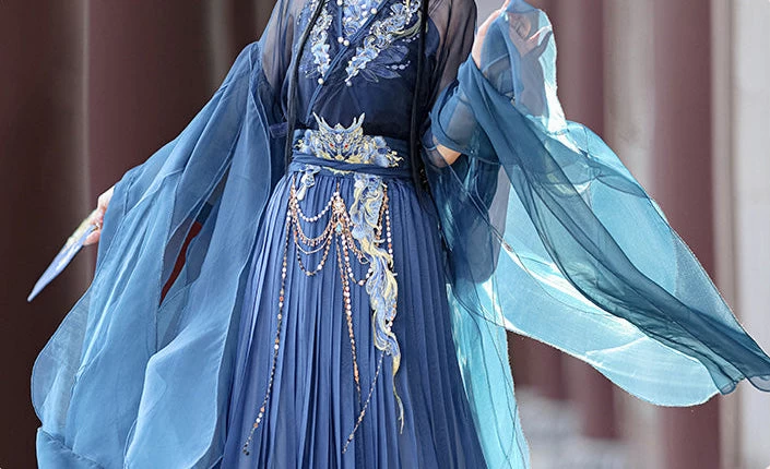 Women Dragon Embroidered 5-Piece Hanfu Set for Festivals, Hand Wash | HANFUBAO