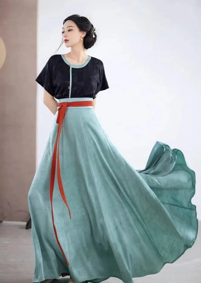 Women Modern Hanfu  Summer Skirt Solid White | HANFUBAO