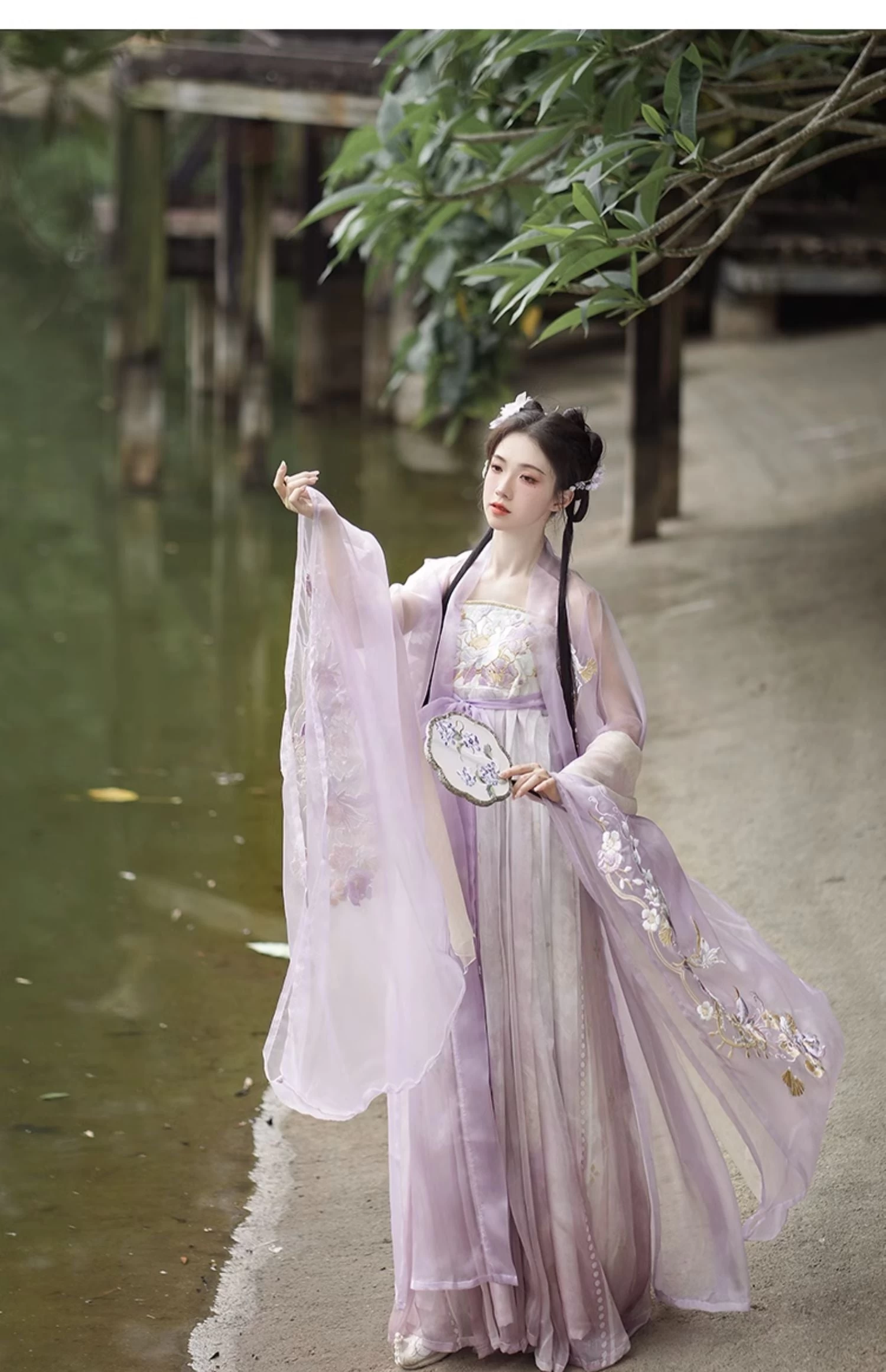 Women 3-Piece Daily Hanfu Set Floral Embroidered Yarn for Spring | HANFUBAO