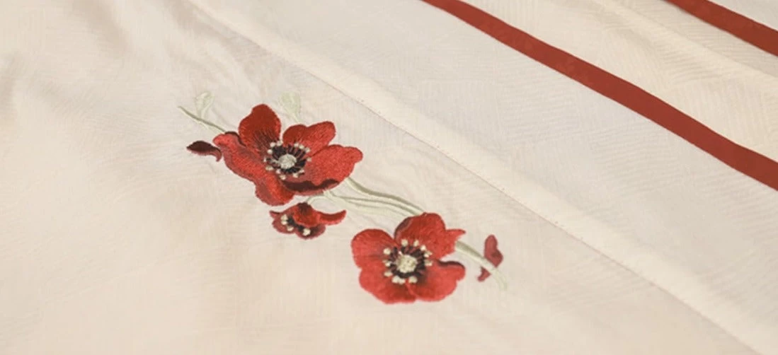 Women Modern Hanfu 3pcs Artificial Silk Floral Set | HANFUBAO