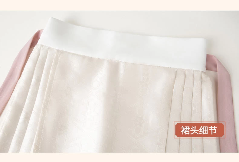 Women Modern Hanfu Ming Ma Mian Skirt Set White Embroidered Plus Size | HANFUBAO