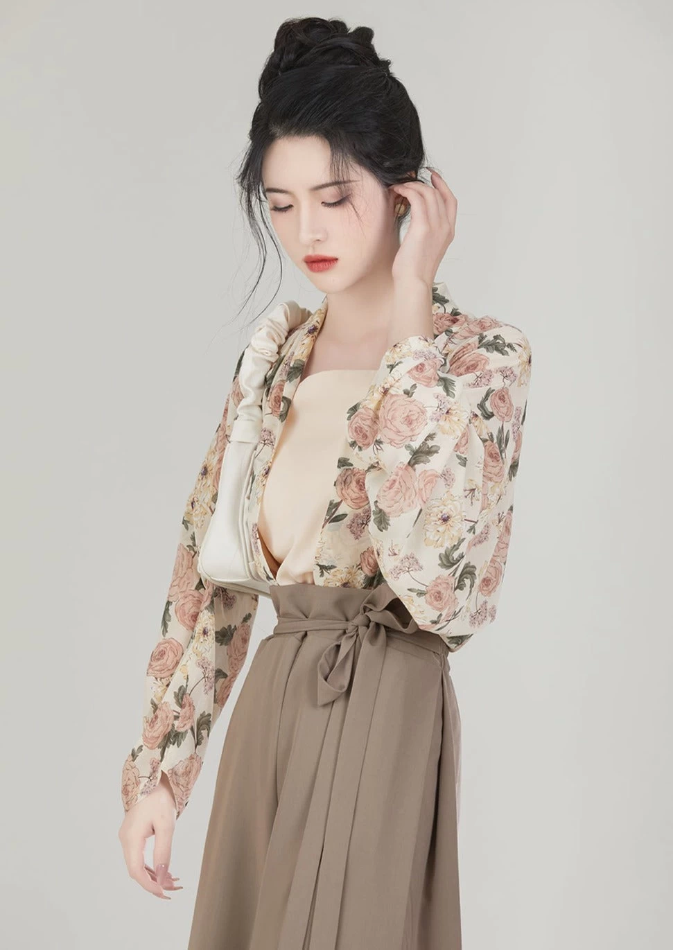 Women Modern Daily Hanfu Set Cotton-Blend Modern Blue/Beige | HANFUBAO