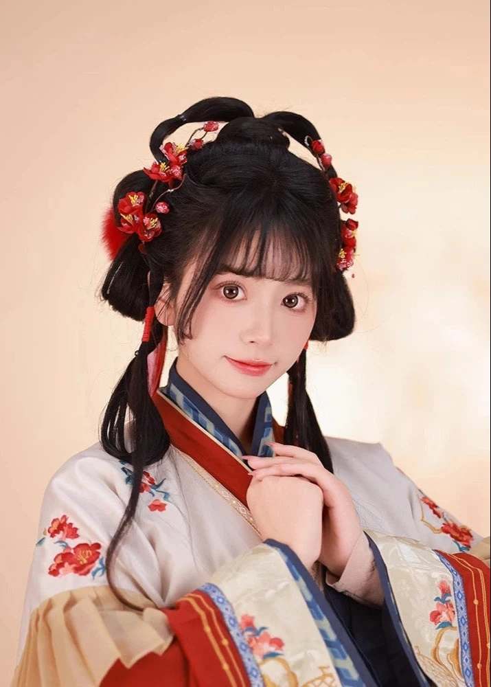 Women's Hanfu Floral Yarn & Faux Pearl Hair Clips for Festivals 9cm | HANFUBAO