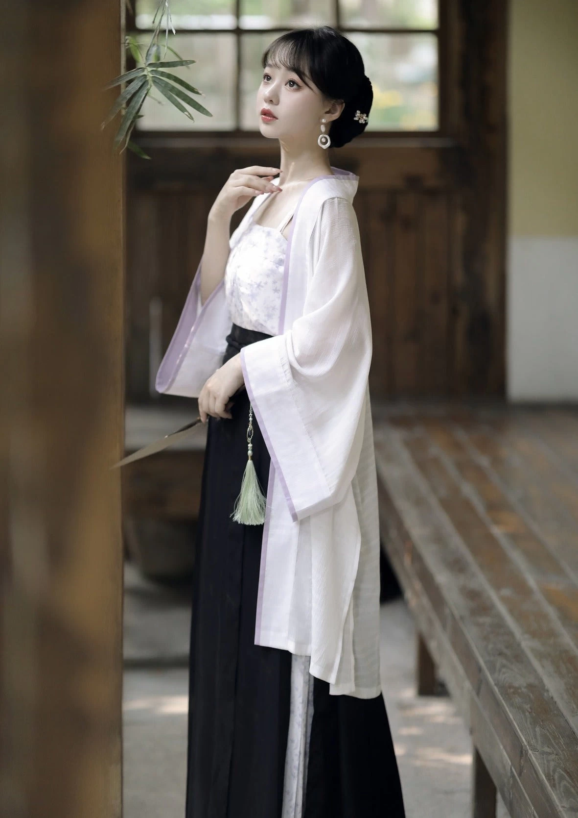 Women Daily Hanfu Set Purple Floral Skirt Coverup Tank Top| HANFUBAO