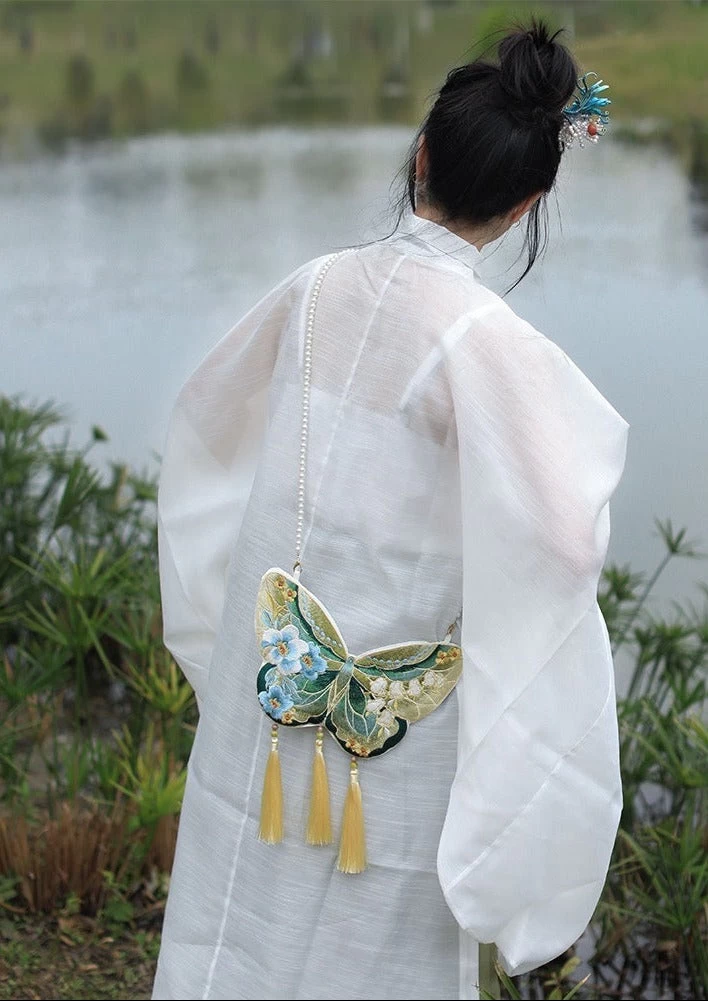Unisex Double-Sided Embroidered Butterfly Hanfu Purse 29x29cm Polyester| HANFUBAO