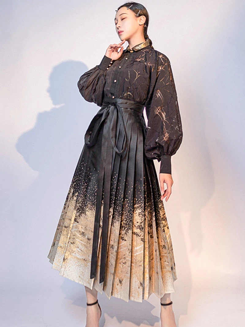 Women Modern Hanfu Blouse Black/White | HANFUBAO