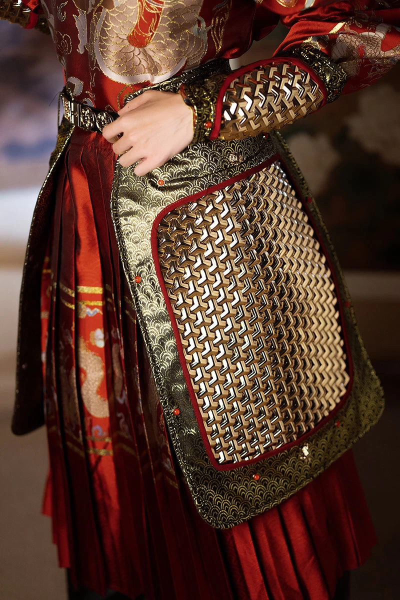 Unisex Ming Dynasty Hanfu Faux Leather & Iron Wrist Bracers Armor Skirt| HANFUBAO