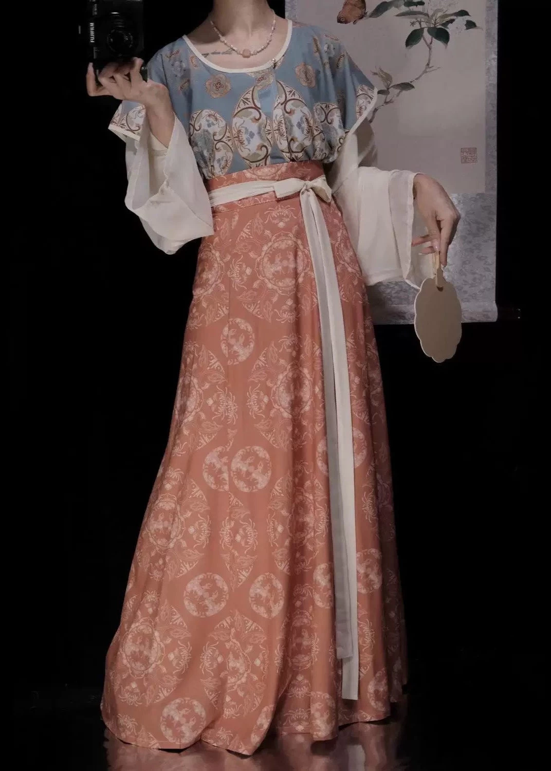 Women’s Plus Size Chiffon 4-Piece Hanfu Set for Daily Wear, Kanzashi Flower | HANFUBAO