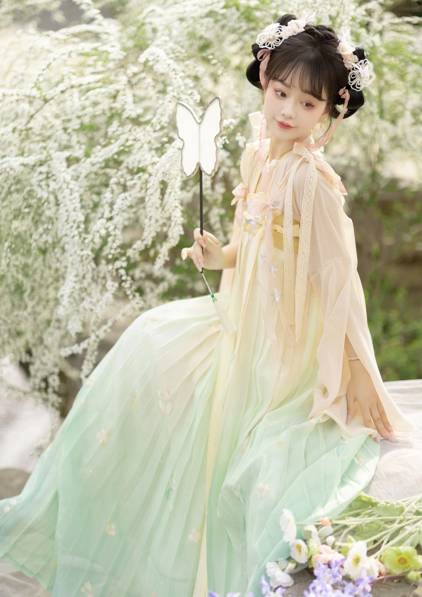 Women Chiffon Modern Daily Hanfu Set Green Plus Size | HANFUBAO