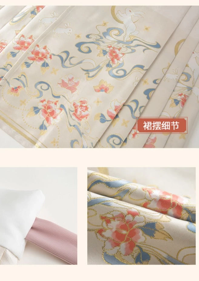 Women Modern Hanfu Cotton Blend Ma Mian Skirt Set White | HANFUBAO